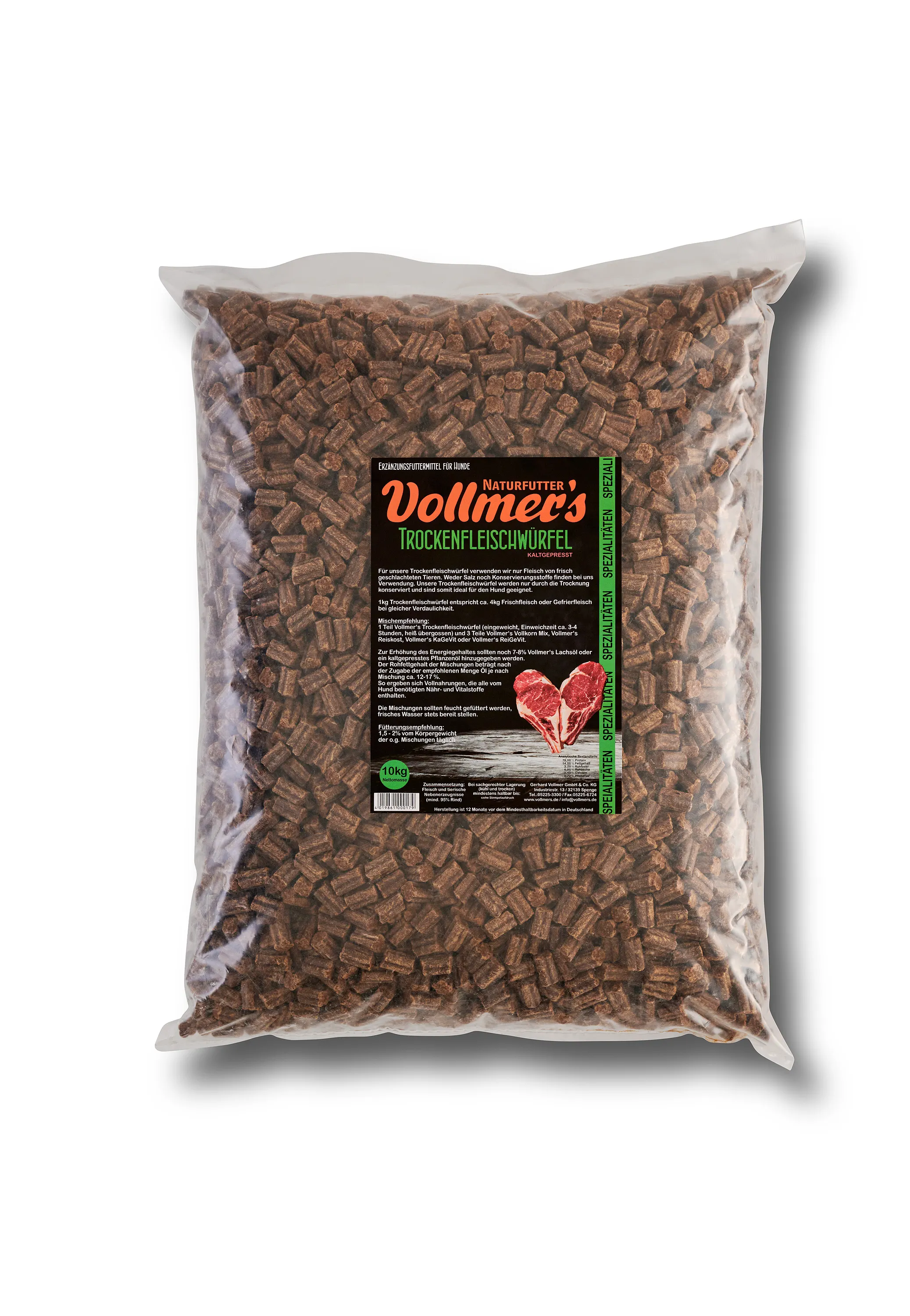 10 kg Vollmers Trockenfleischwürfel 